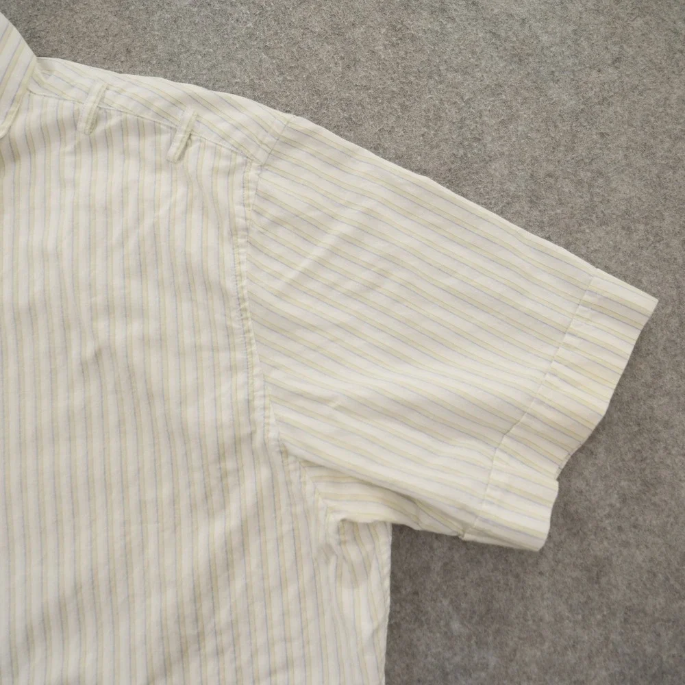 Banana Republic Shirt Mens Large 16.5 Beige Button Long Sleeve Cotton Striped
